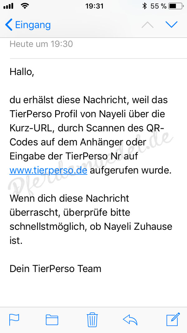 Reitunfall - eMail